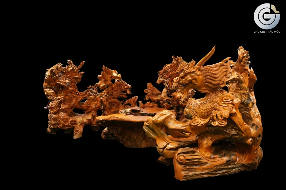 Bộ bàn ghế Long Vân Khánh Hội (Gỗ Lũa trai vàng) - Ảnh 3