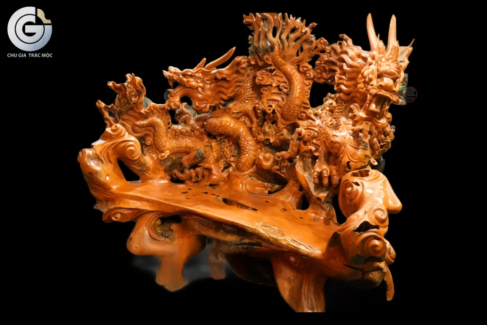 Bộ bàn ghế Long Vân Khánh Hội (Gỗ Lũa trai vàng) - Ảnh 8