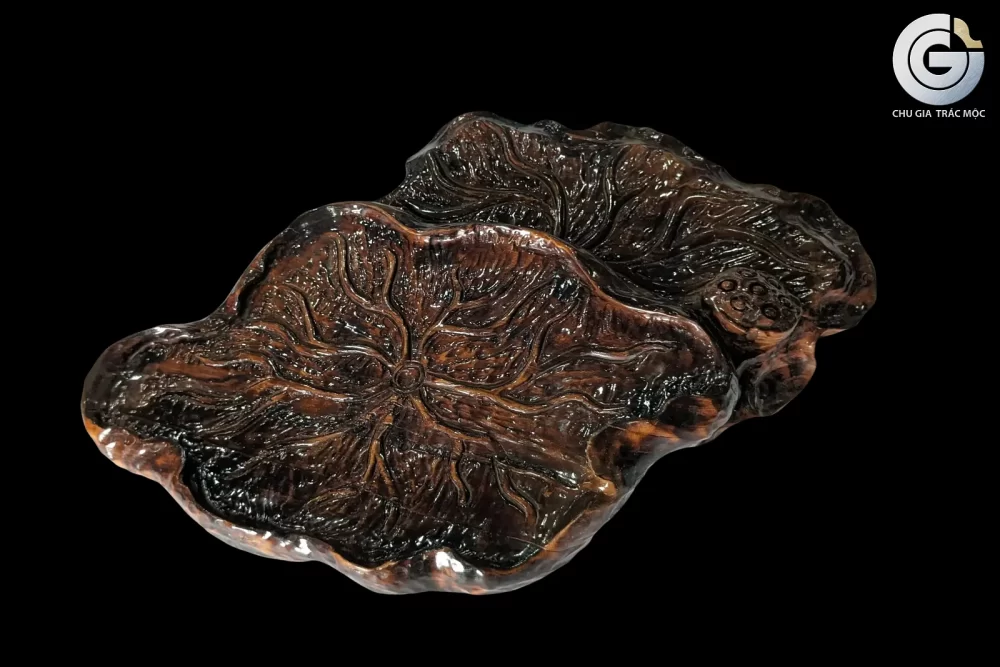 Khay trà gỗ ngọc am Liên Diệp Điểm Đài - Ảnh 3