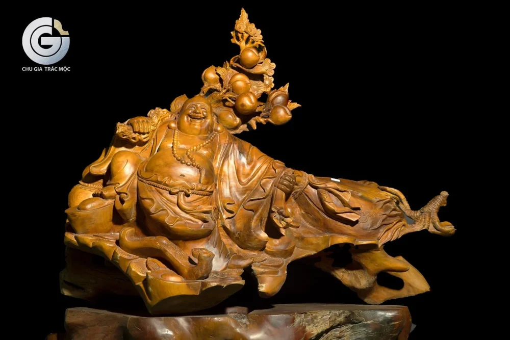 Di Lạc kéo bao vàng (gỗ sá xị) - Ảnh 5
