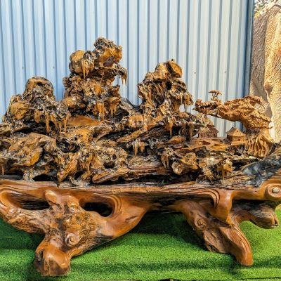 Non bộ Gỗ Lũa trai vàng tiểu cảnh Cây Đa, Giếng Nước, Sân Đình.